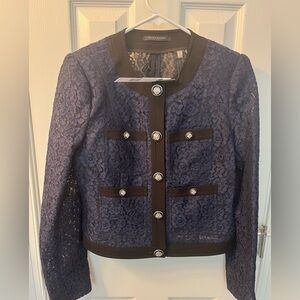 NWT - Elie Tahari Blue/Black Lace Blazer - XS